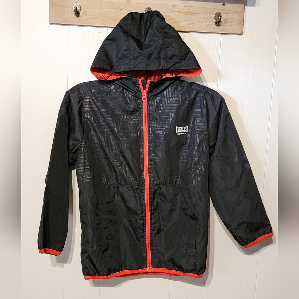Everlast Sport Youth Jacket Lightweight Windbreaker Black Small 6 7 Hooded A956